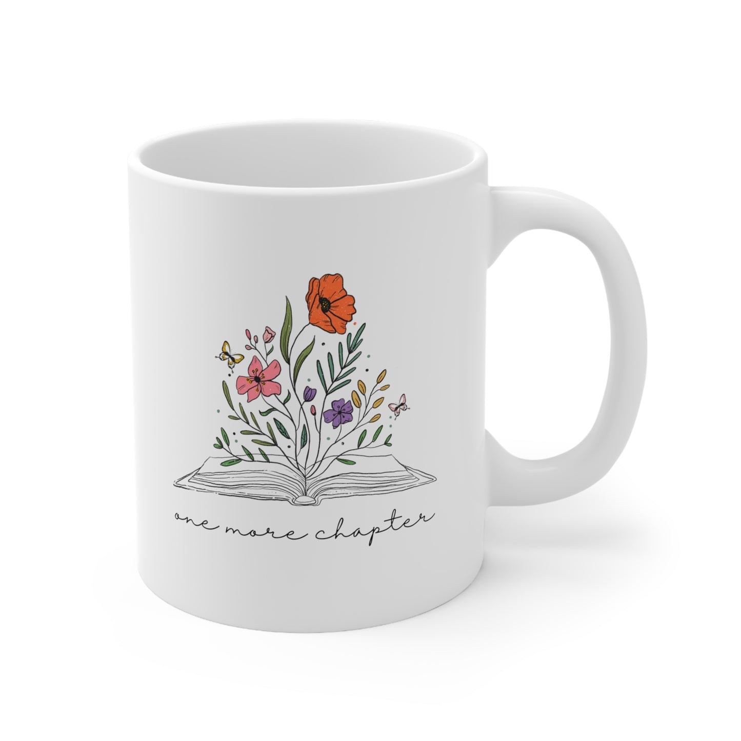 One More Chapter Mug, Book With Flowers Mug, Book Lover Mug, Librarian Gift, Bookish Mug, Books and Coffee Mug, Bookworm Mug, Bookish Gift