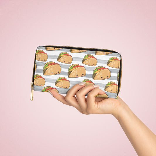 Taco Wallet, Cute Wallets for Women, Zip Around Wallet Kawaii, Cute Printed Wallet, Purse Clutch Gift Wallet, Vegan Faux Leather, Foodie