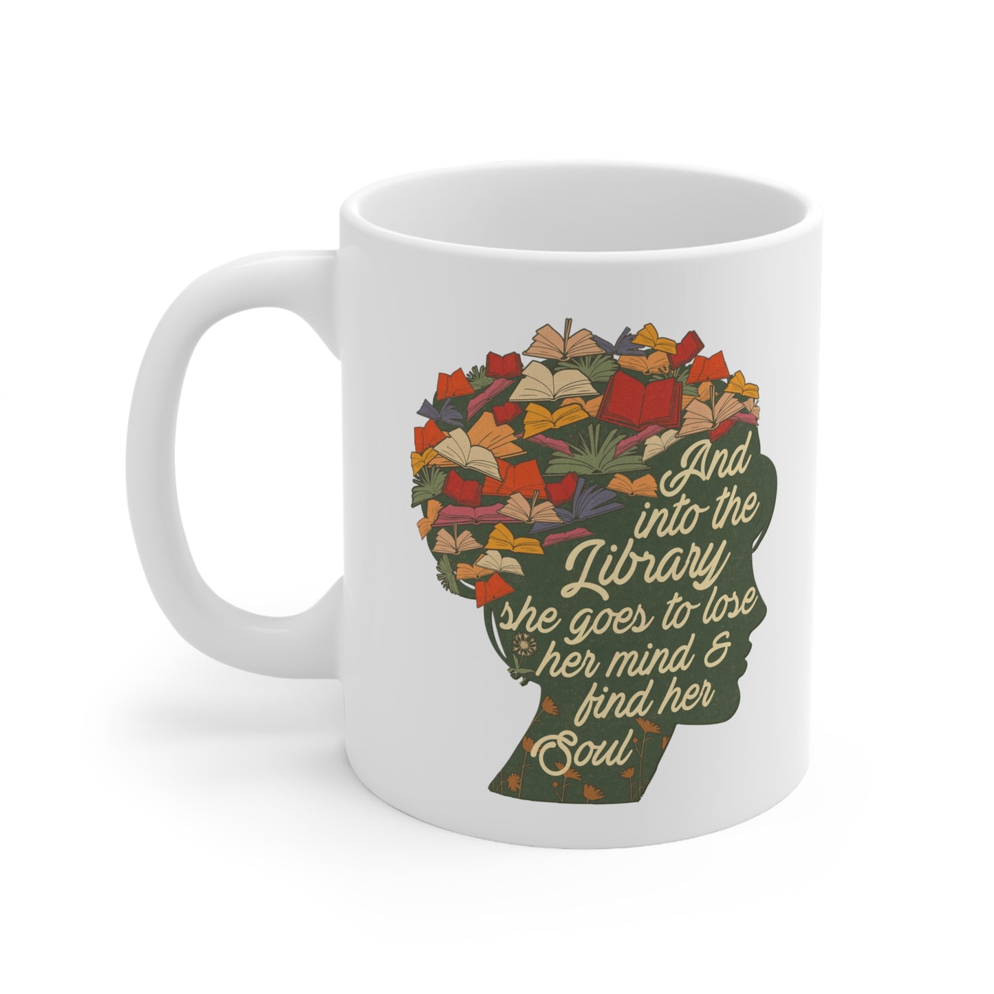 Cottagecore Book Mug Book Lover Cup Librarian Gift Bookish Tea Cup Gift for Bookworm Books and Coffee Mug Bibliophile Gifts Reader Merch
