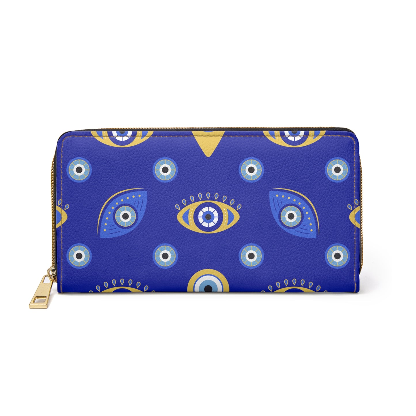 Evil Eye Wallet Zippered, Wallet for Women, Greek Evil Eye Gift, Mystical Zippered Credit Card Wallet, Blue Evil Eye, Vegan Wallet, Turkish
