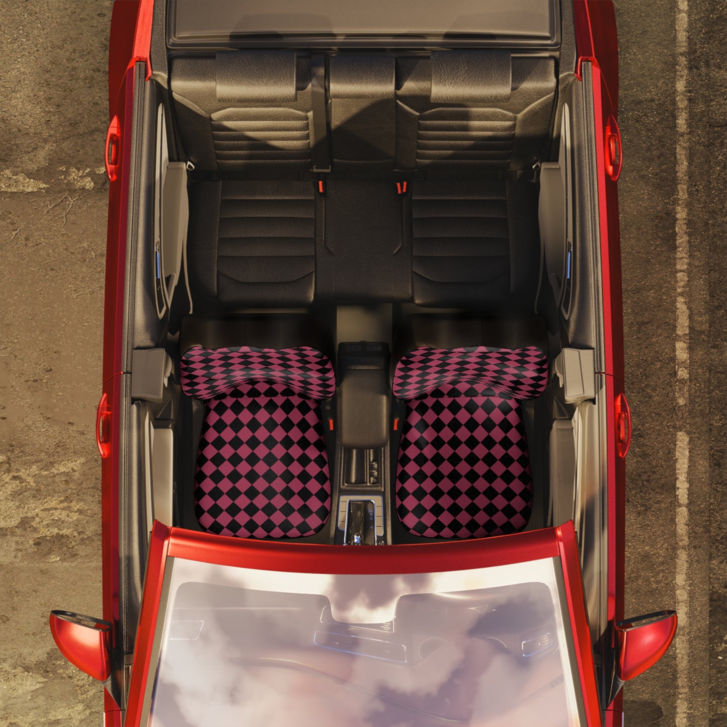 Retro Seat Covers Pink Checkerboard Car Seat Covers Retro Car Seat Covers Accessories Plaid Car Seat Cover Boho Seat Covers Hot Pink Vehicle