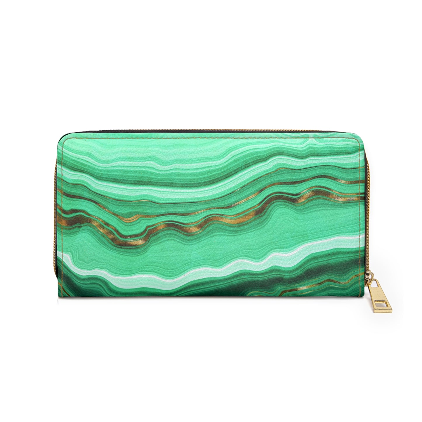 Geode Wallet, Green Crystal, Zippered Wallet Pattern, Zip Around Wallets for Women, Vegan Faux Leather Wallet, Boho Wallet,