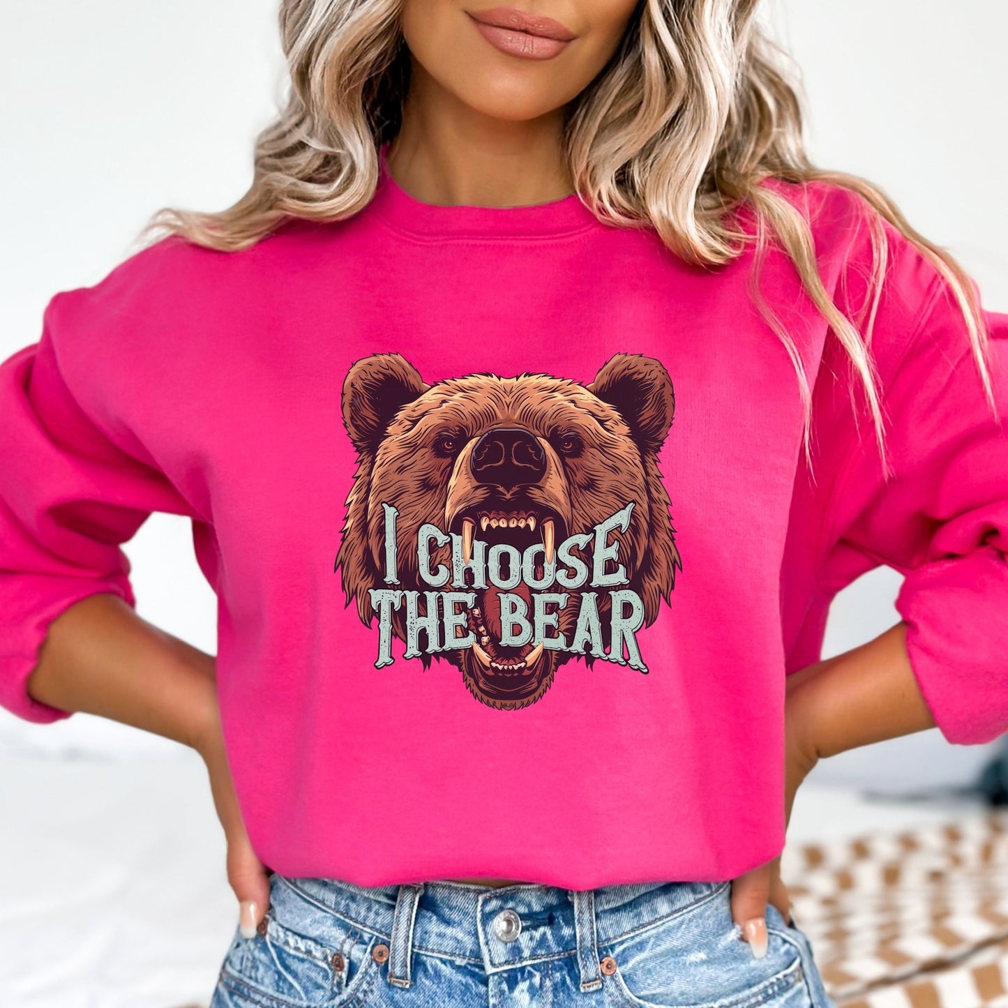 I Choose The Bear Sweatshirt Team Bear Vs Man Womens Rights Shirt Man or Bear TikTok 4B Movement Funny Feminist Smash the Patriarchy Heliconia