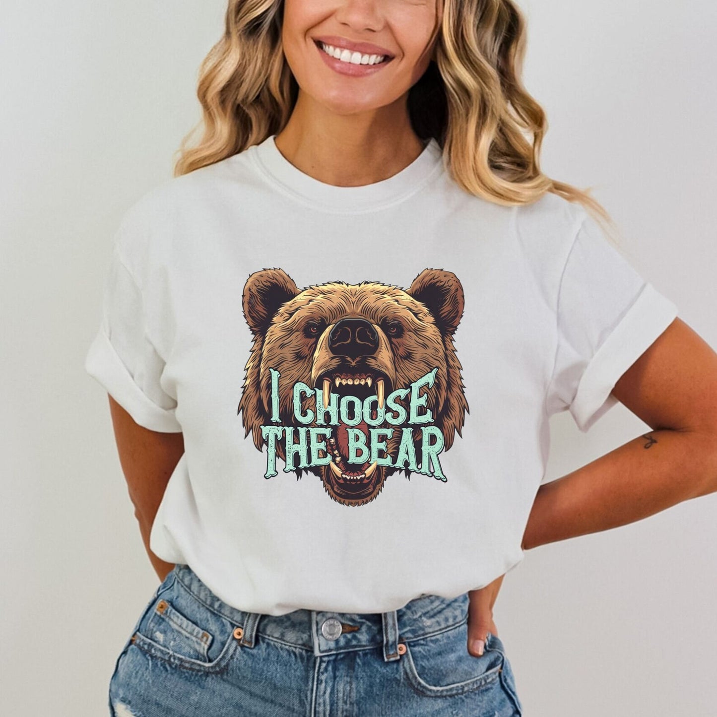 I Choose The Bear T-Shirt Comfort Colors Shirt Team Bear Vs Man TShirt Equal Rights TikTok 4B Movement Funny Feminist T-Shirt Medusa Tee Shirt White