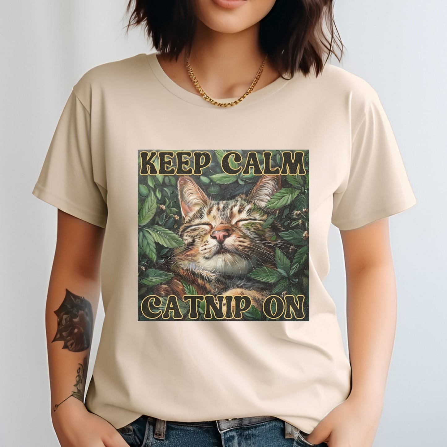Keep Calm Shirt Keep Calm Catnip On T-Shirt Crazy Cat Shirt Weirdcore Shirt Funny Anxiety Tee Mental Health Awareness T Shirt Weird Shirts