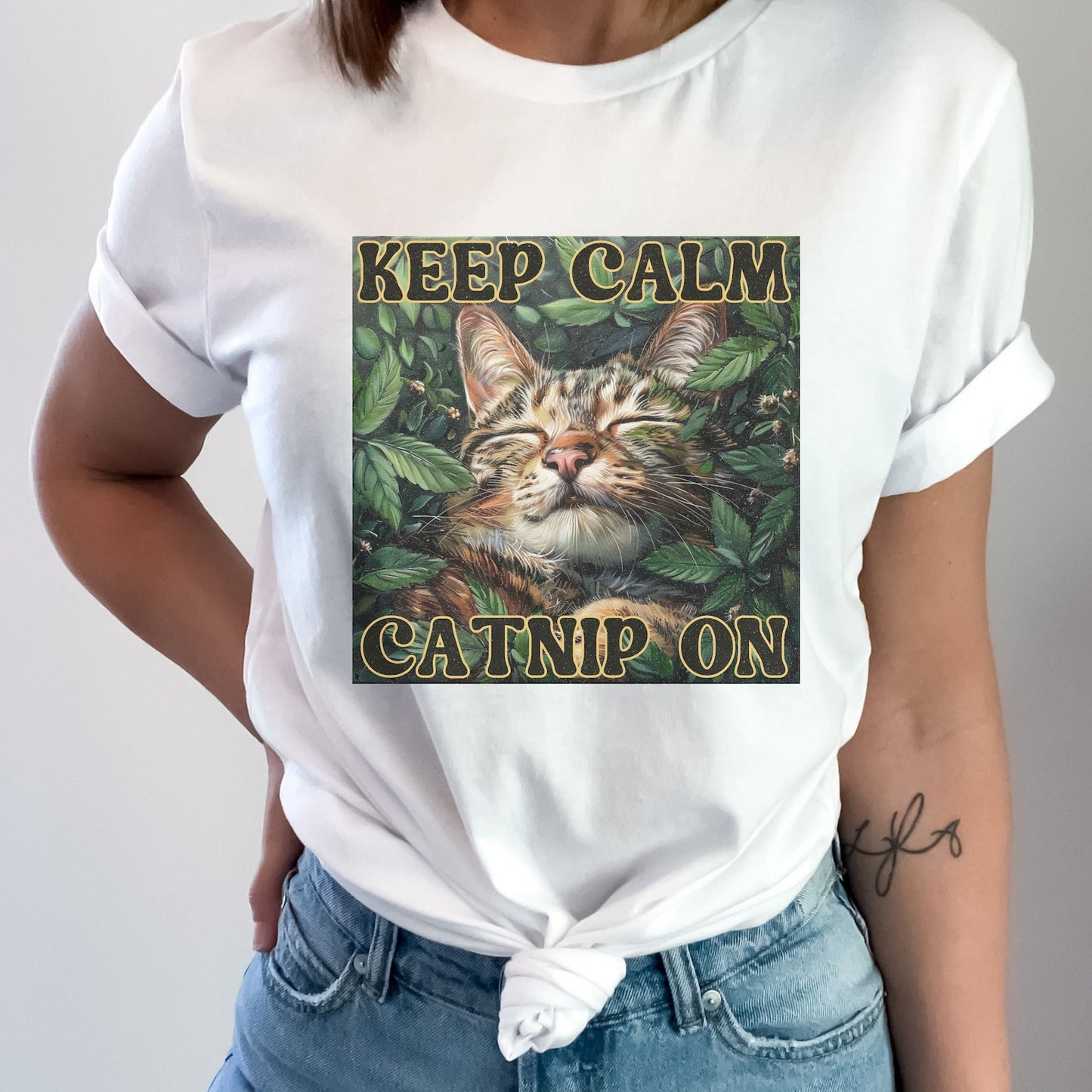 Keep Calm Shirt Keep Calm Catnip On T-Shirt Crazy Cat Shirt Weirdcore Shirt Funny Anxiety Tee Mental Health Awareness T Shirt Weird Shirts