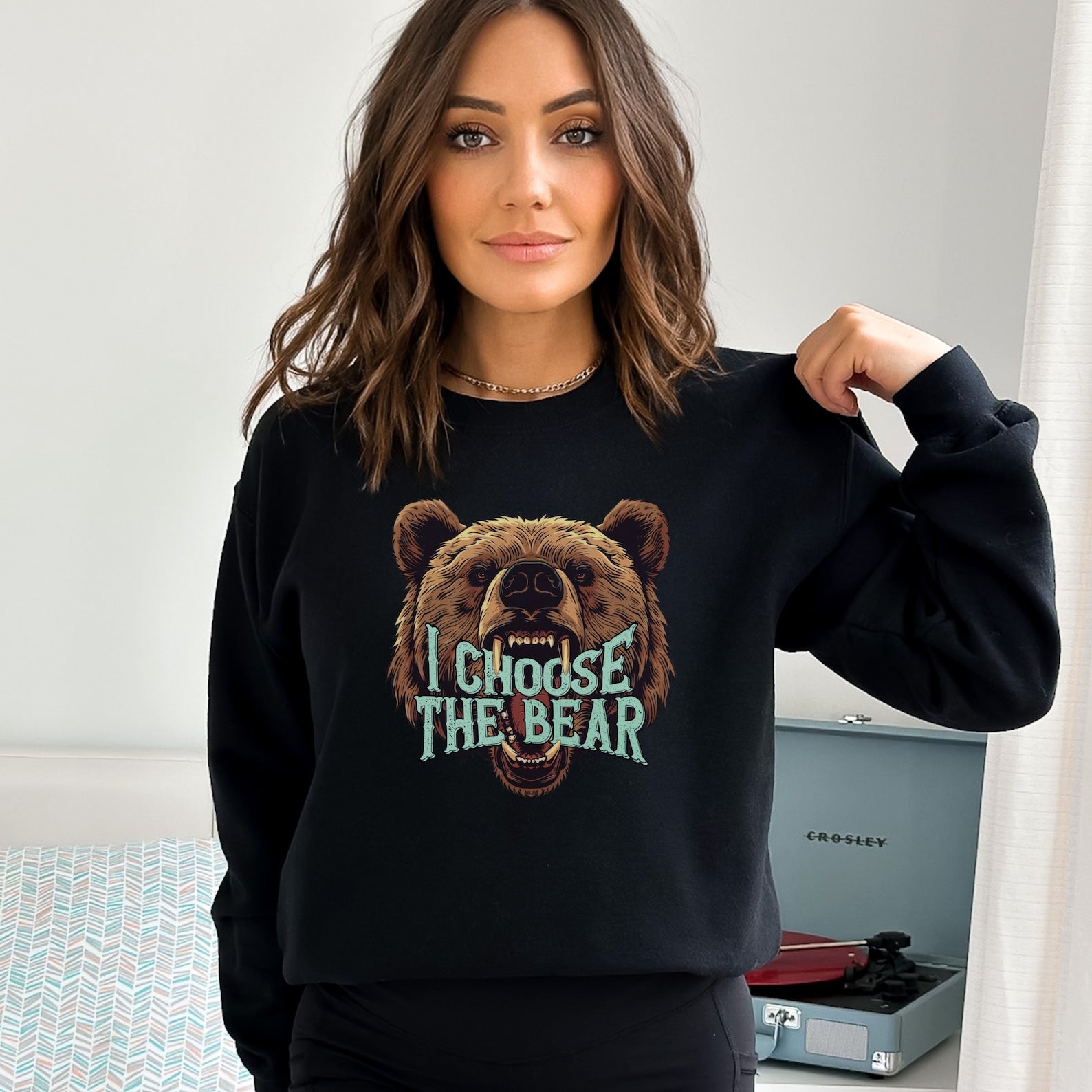 I Choose The Bear Sweatshirt Team Bear Vs Man Womens Rights Shirt Man or Bear TikTok 4B Movement Funny Feminist Smash the Patriarchy Black