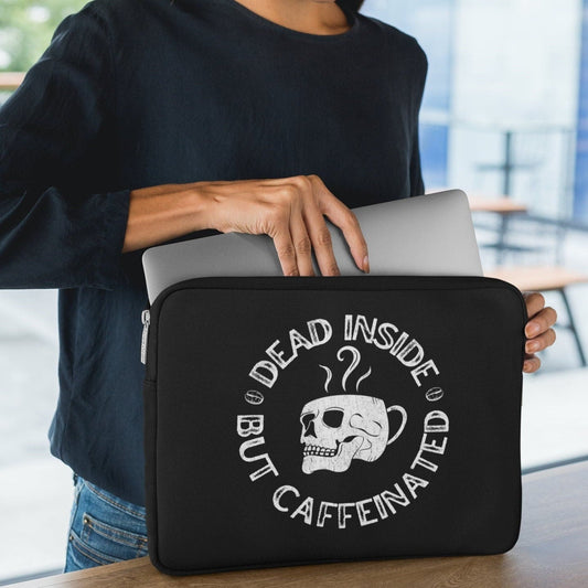 Dead Inside But Caffeinated Laptop Sleeve, Soft laptop sleeve, Skull Laptop Sleeve, Macbook Case, Macbook Sleeve, Skull Macbook Sleeve, Case