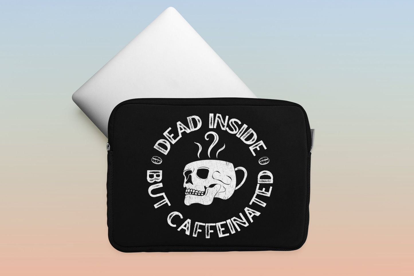 Dead Inside But Caffeinated Laptop Sleeve, Soft laptop sleeve, Skull Laptop Sleeve, Macbook Case, Macbook Sleeve, Skull Macbook Sleeve, Case