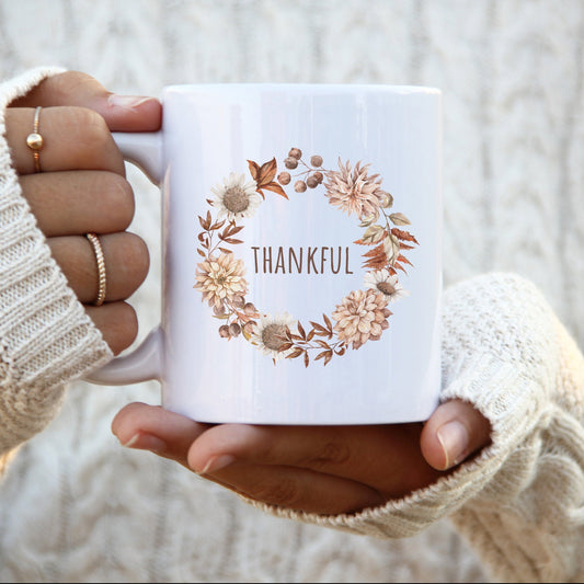 Thankful Autumn Mug, Fall Lovers Gift, Autumn Leaves Mug, Fall Season Mug, Fall Coffee Mug, Thankful Grateful Blessed Mug, Fall Coffee  Cup