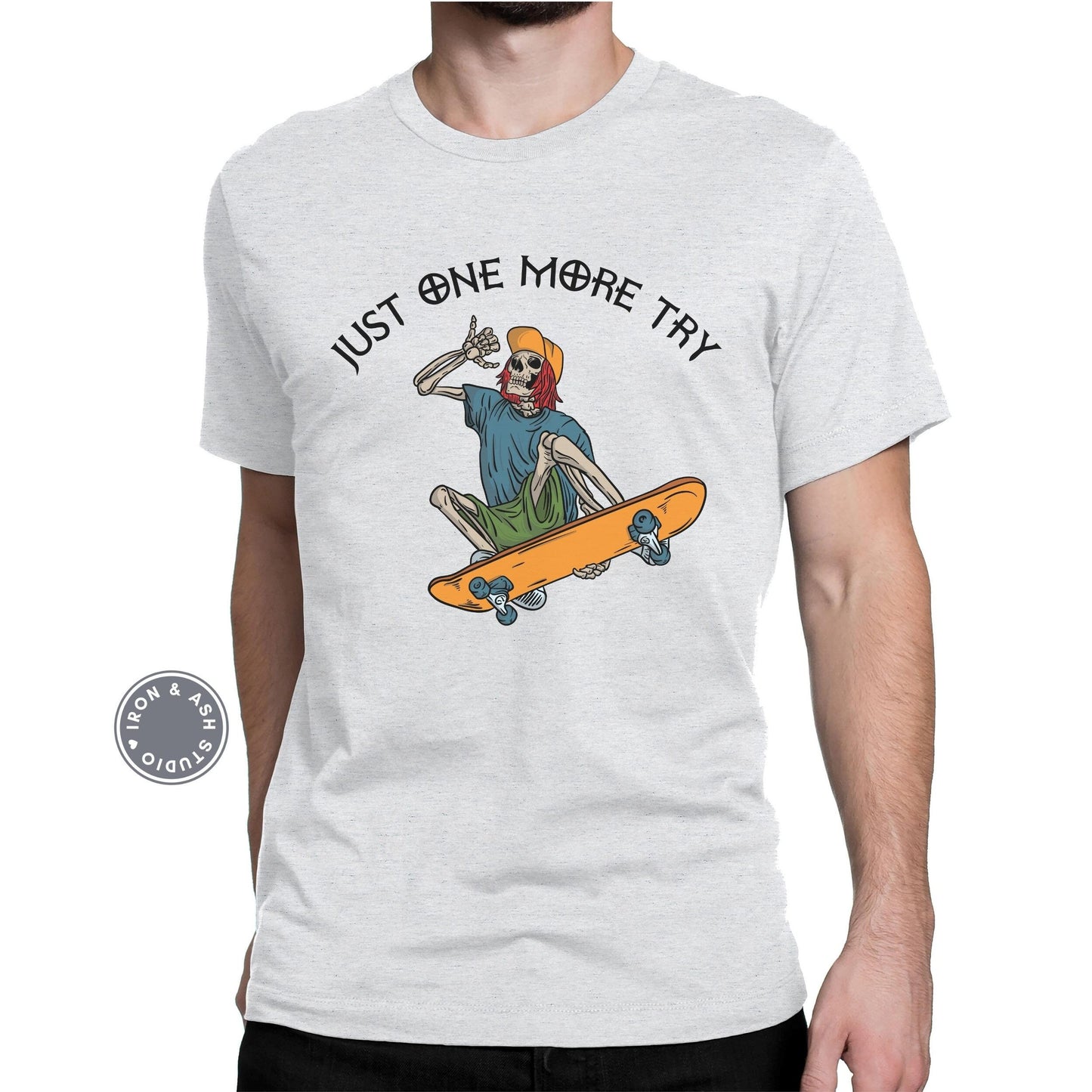 Skateboarder Skeleton Shirt - Skater T-Shirts for Men - Skateboarding Gift - Ash TShirt