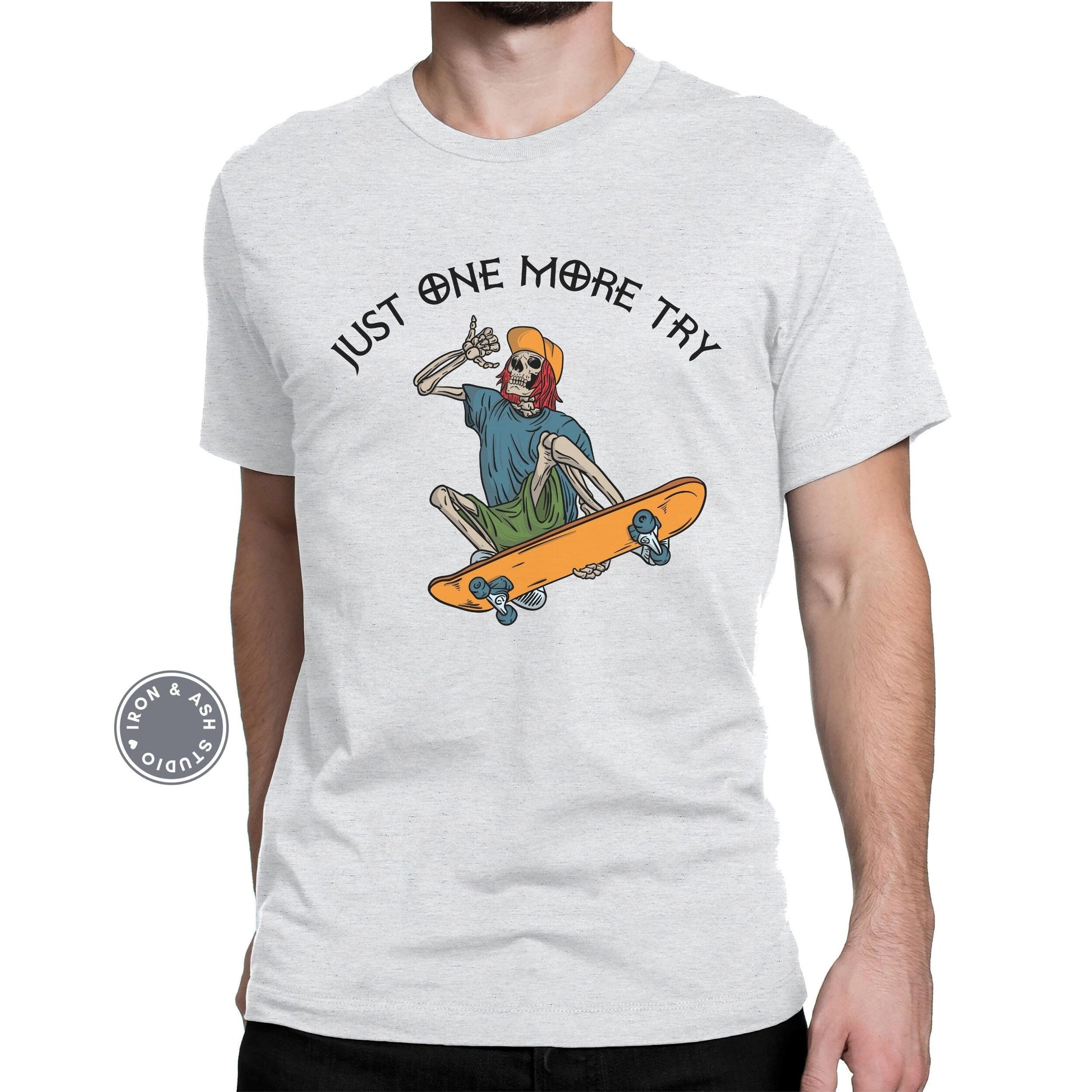 Skateboarder Skeleton Shirt - Skater T-Shirts for Men - Skateboarding Gift - Ash TShirt