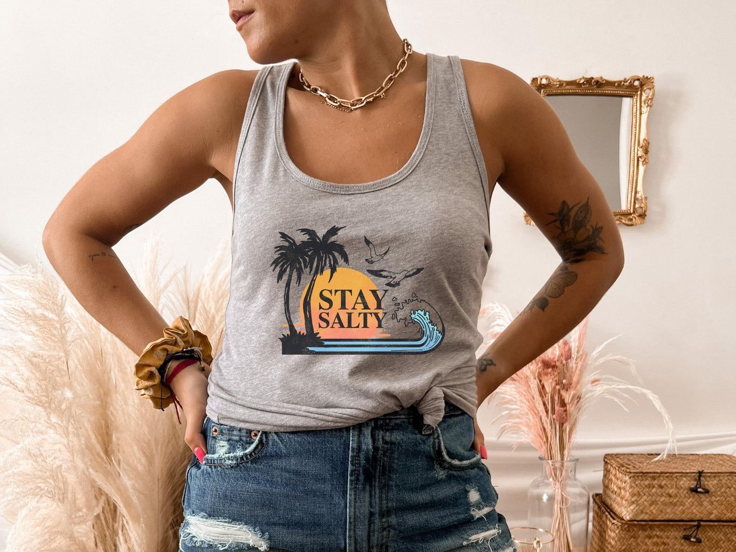 Stay Salty T Shirt, Tank Top, Retro Summer Shirt, Beach Vibes, Summer Vibes, Stay Beachy, Cute Summer Tank, Waves, Summer Days,Beach top
