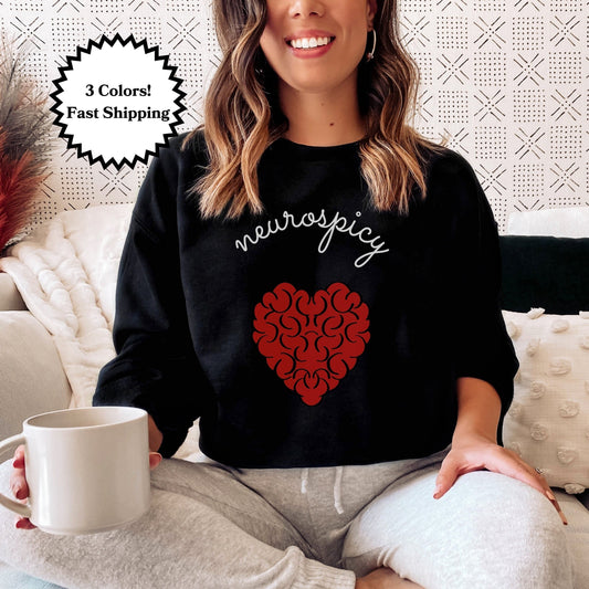 Neurospicy Sweatshirt, Neurodivergent Sweater, Neurodiverse, ADHD, Autism, Mental Health, Neurodiversity, Spicy Brain, Neurosmart, Neuro Tee