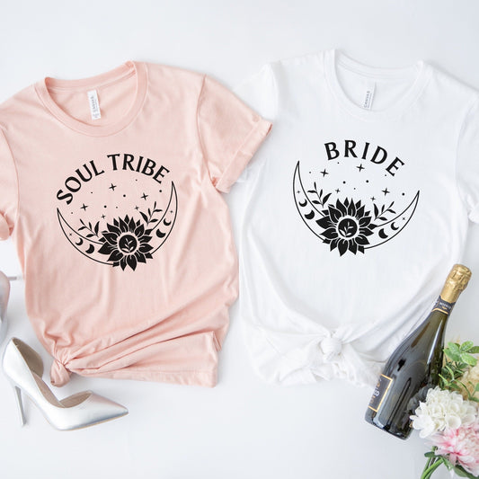 Celestial Bachelorette Shirt, Celestial Bride TShirt, Boho Bride Soul Tribe T Shirt, Mystical Bachelorette, Bridal Party Group Shirts, Moon