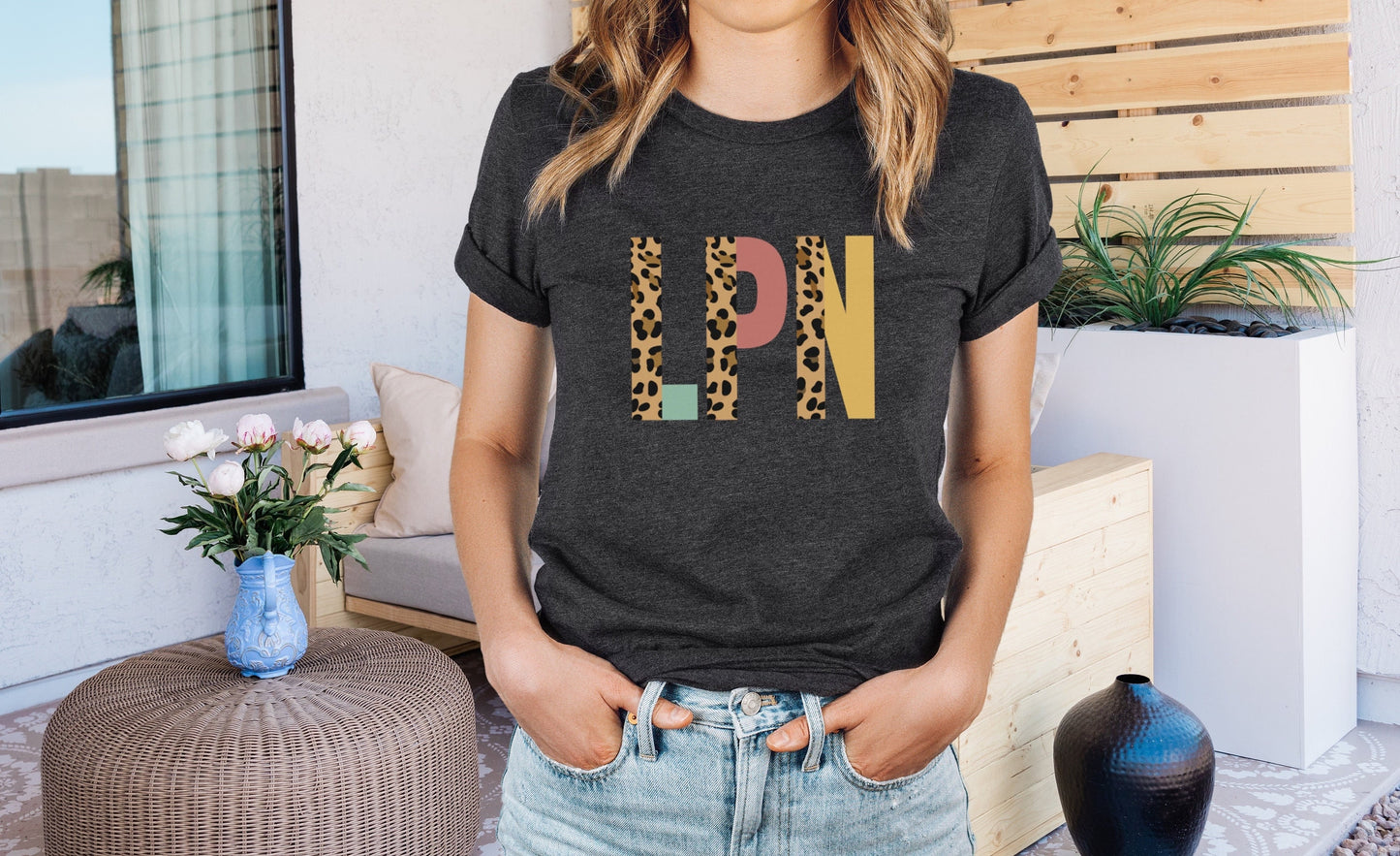 LPN Shirt, Leopard Nurse TShirt, LPN Nurses Week Appreciation Gift, Leopard LPN Tshirt, LPN Student cute gift, Unisex Nursing Shirts