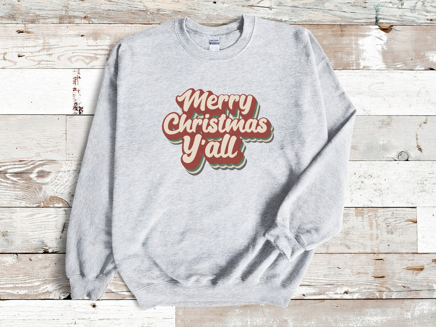 Merry Christmas Y'all Sweatshirt Retro, Southern Christmas Shirt, Christmas Lounging Sweater, Christmas Retro Holiday Sweatshirt for Women