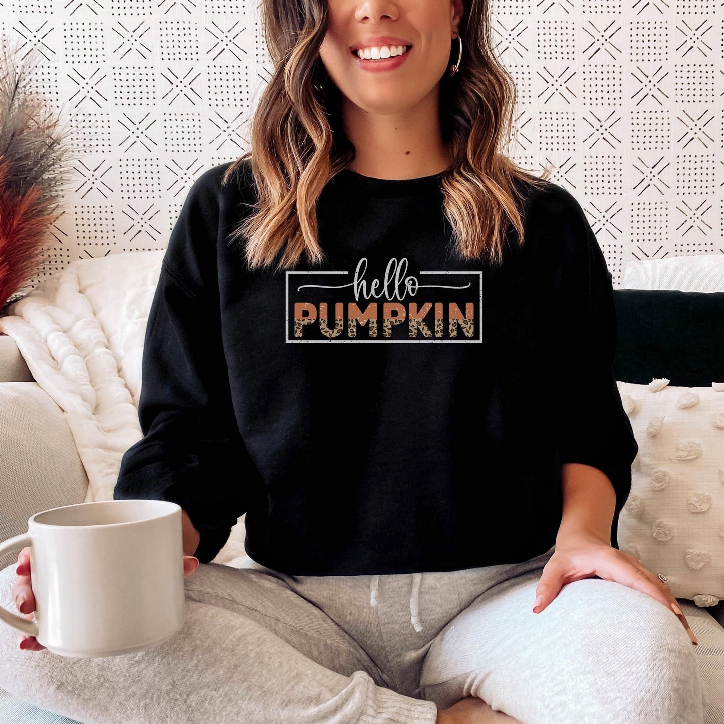 Hello Pumpkin Crewneck Sweater, Fall Halloween Crewneck Sweatshirt, Autumn Unisex Sweatshirt, Halloween Sweatshirt, Thanksgiving Sweatshirt