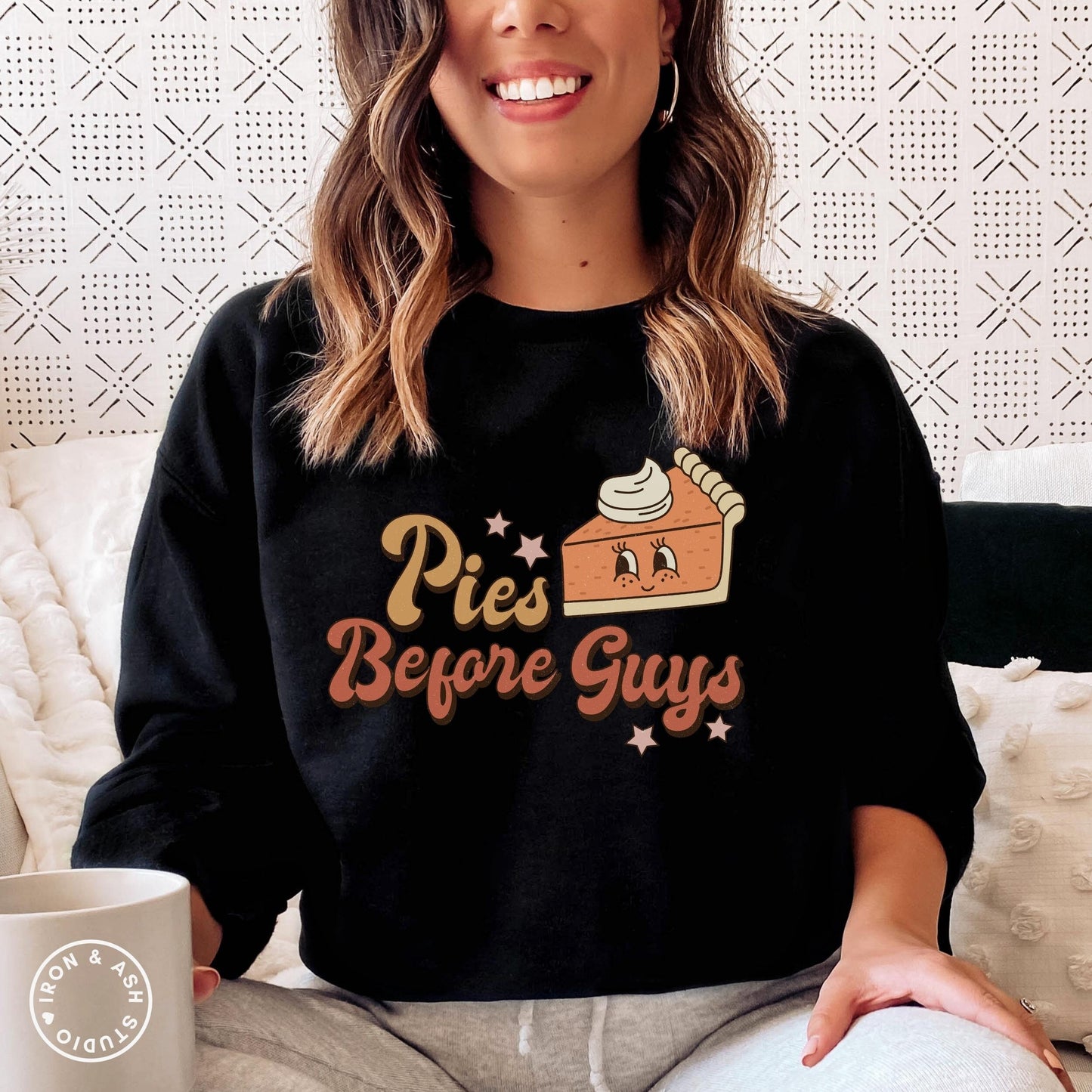 Pies Before Guys Retro Sweatshirt,Funny Thanksgiving Apparel, Family Thanksgiving Sweater, Oversized Crewneck, Holiday Sweaters, Fall Vibes