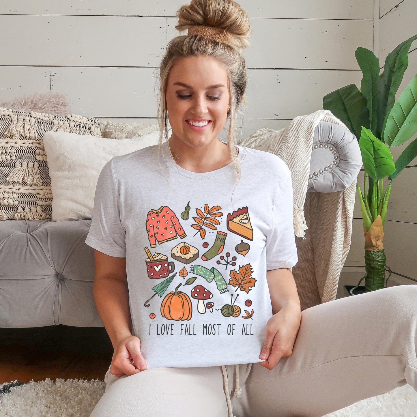 I Love Fall Most Of All Shirt, Fall Doodle Shirt, Fall Crewneck, Fall Shirts for Women, Happy Fall Y'all, Hello Fall T-Shirt, Hello Autumn
