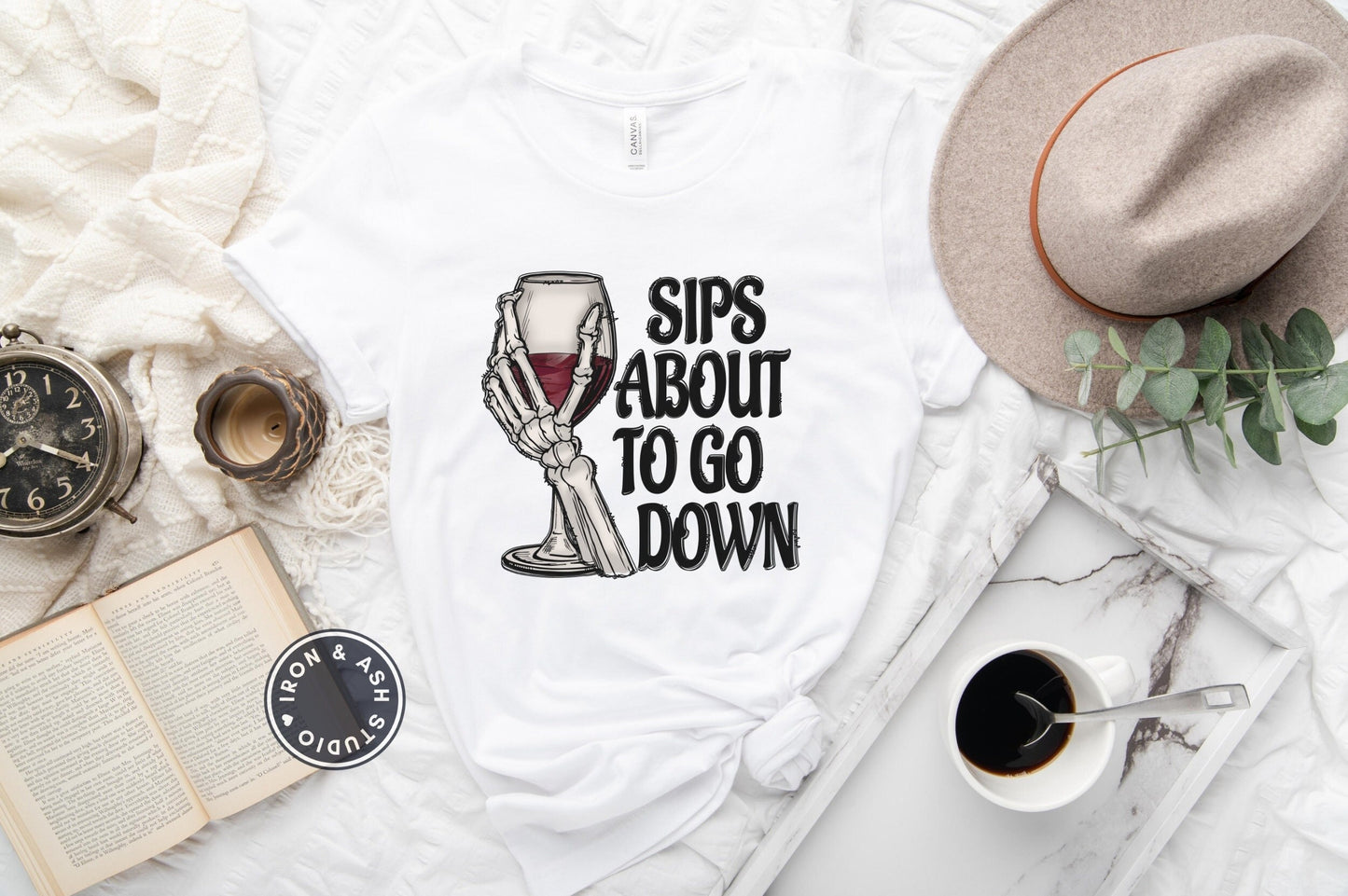 Sips About To Go Down Funny Skeleton Drinking Shirt, Witch Way To the Wine, Skeleton Drinking Shirt, Funny Wine Halloween Shirt, Wine Tee