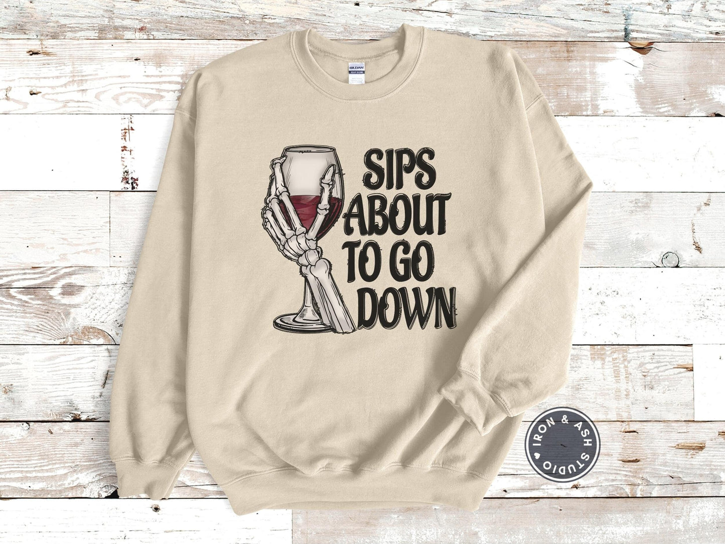 Sips About To Go Down Funny Drinking Sweatshirt, Witch Way To the Wine, Skeleton Drinking Shirt, Funny Wine Halloween Sweatshirt, Wine Pun