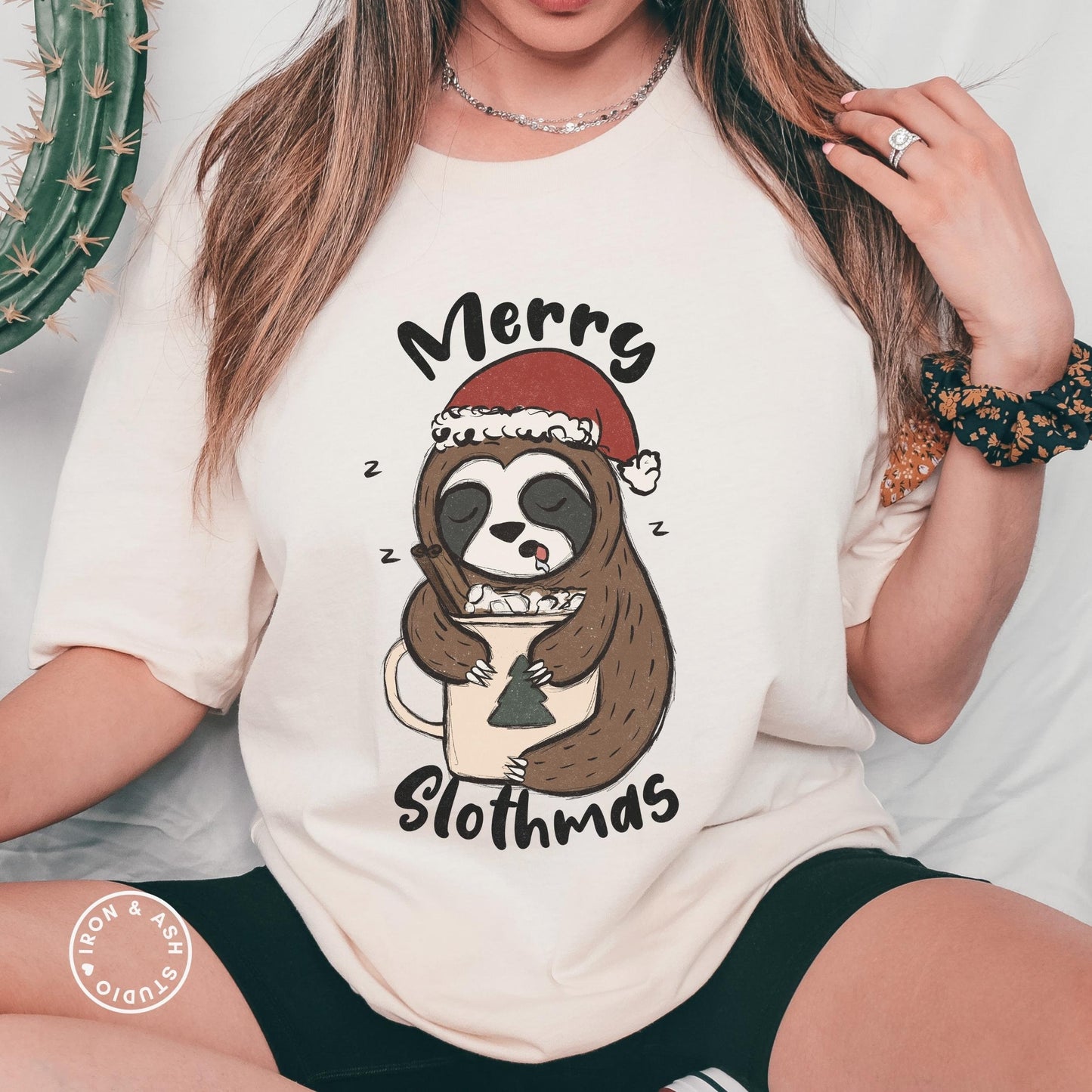 Funny Christmas Shirt, Sloth Shirt, Merry and Bright, Fun Christmas Shirts, Holiday Party Tshirt,Funny Holiday Tee,Family Matching Christmas