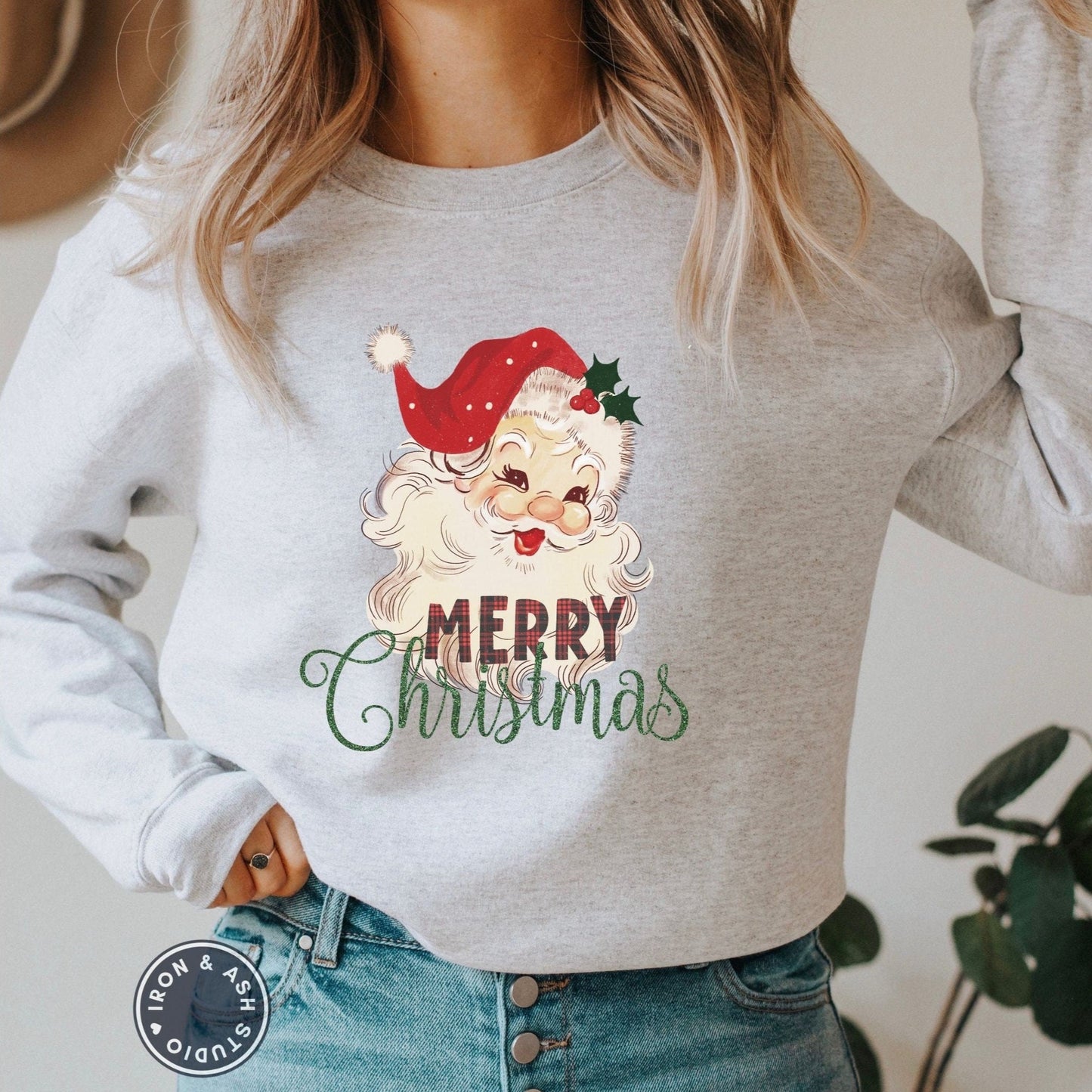 Retro Santa Sweatshirt, Merry Christmas Santa Sweater, Retro Santa Clause, Vintage Christmas Santa Shirt, Christmas Crewneck Women, Vintage