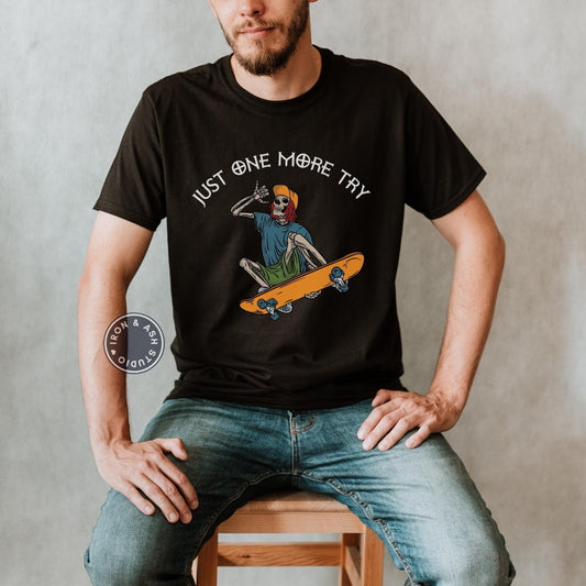 Skateboarder Skeleton Shirt - Skater T-Shirts for Men - Skateboarding Gift - Black TShirt