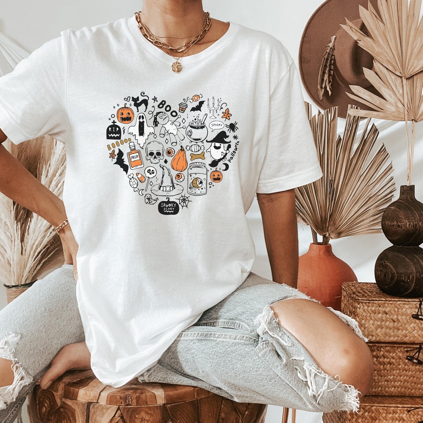 Halloween Collage Heart Shirt, Cute Halloween TShirt for Women, It's The Little Things, Cute Teacher Halloween, Mom Halloween, Fall Shirt