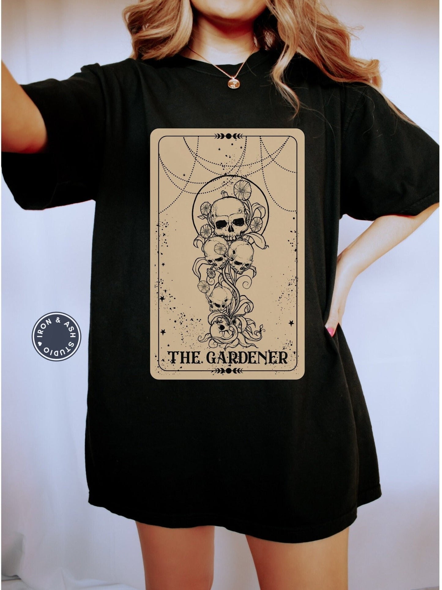 The Gardener Tarot Shirt Witchy Comfort Color Skeleton Tarot Tee Celestial TShirt Gardening Mystical Witchy Clothing Trendy Tarot Outfit
