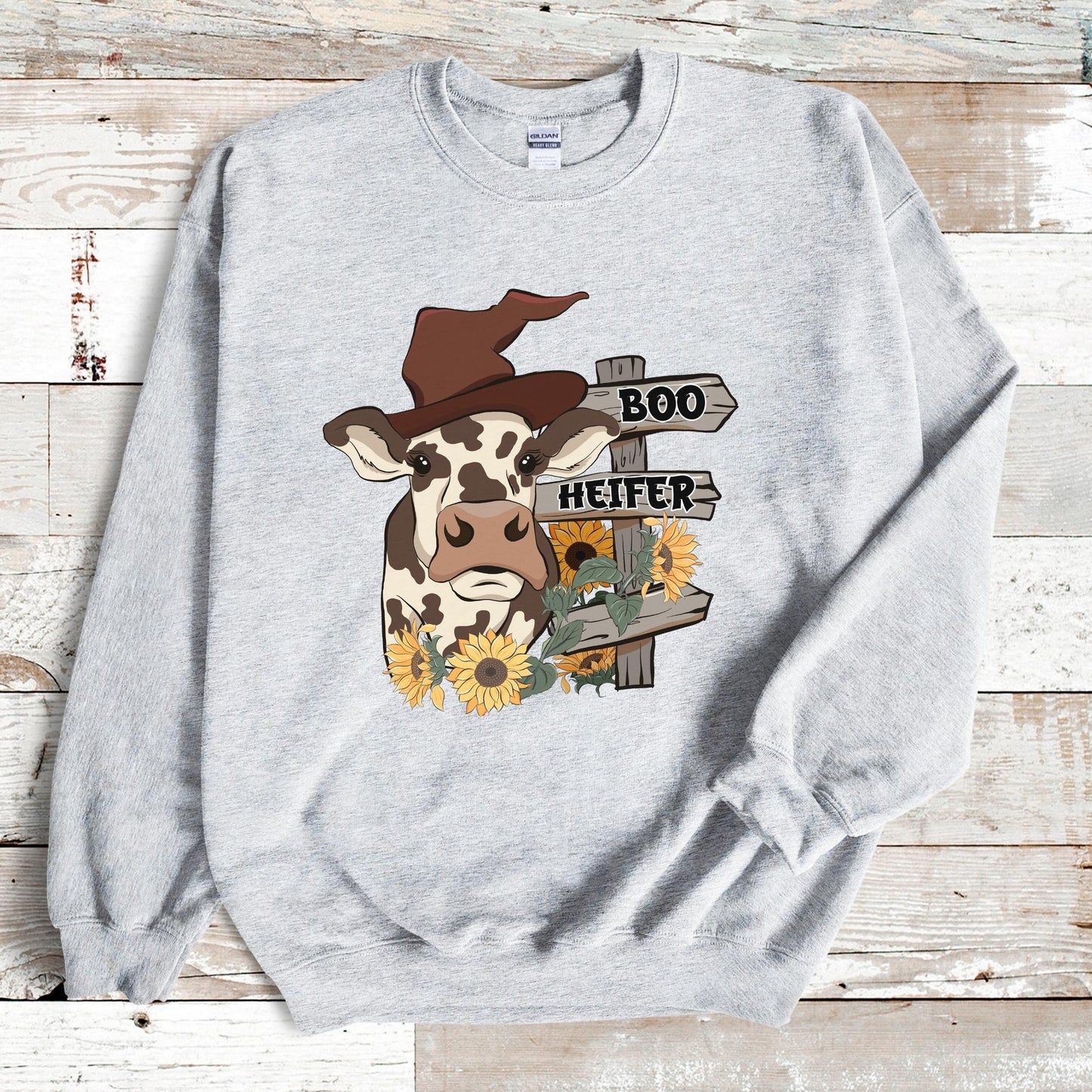 Boo Heifer Halloween Cow Sweatshirt, Cow Halloween Shirt,  Funny Halloween Sweatshirt, Cow Lover Gift, Halloween Crewneck Sweatshirt Women