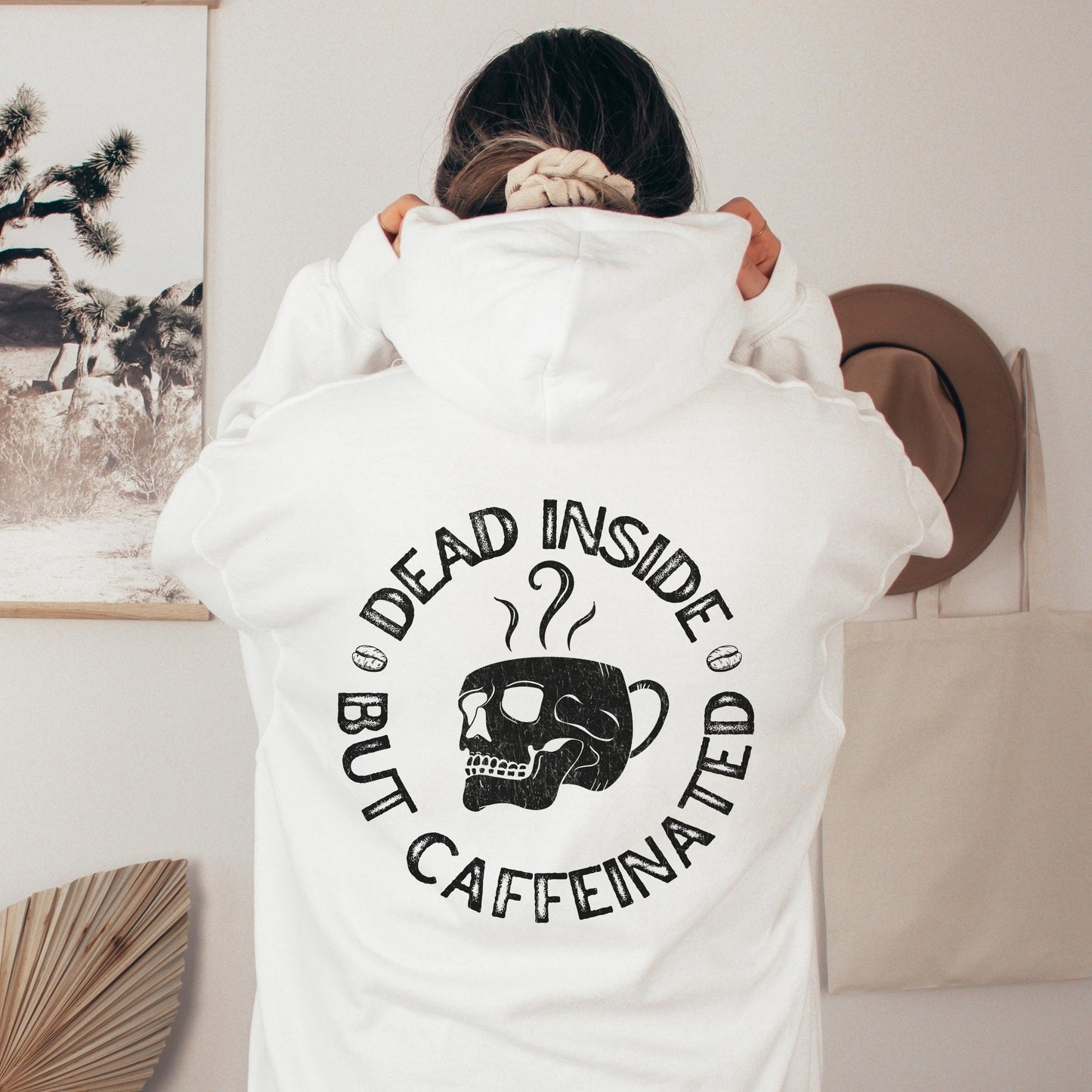 Dead Inside But Caffeinated Hoodie, Skeleton Hoodie, Coffee Hoodie, Skull Hoodie, Dead inside Shirt, Fall Coffee Shirt