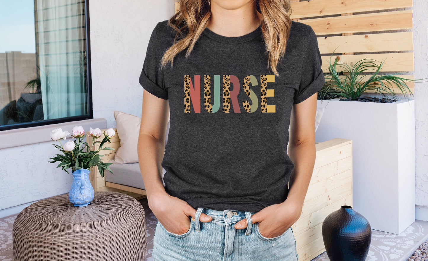 Leopard Nurse Shirt, Gift for Nurse, Nurse t-shirt for Women, RN Gifts, RN Graduation Gift, RN Student Tee, Cute Lpn Nurse T Shirt, Na Gifts