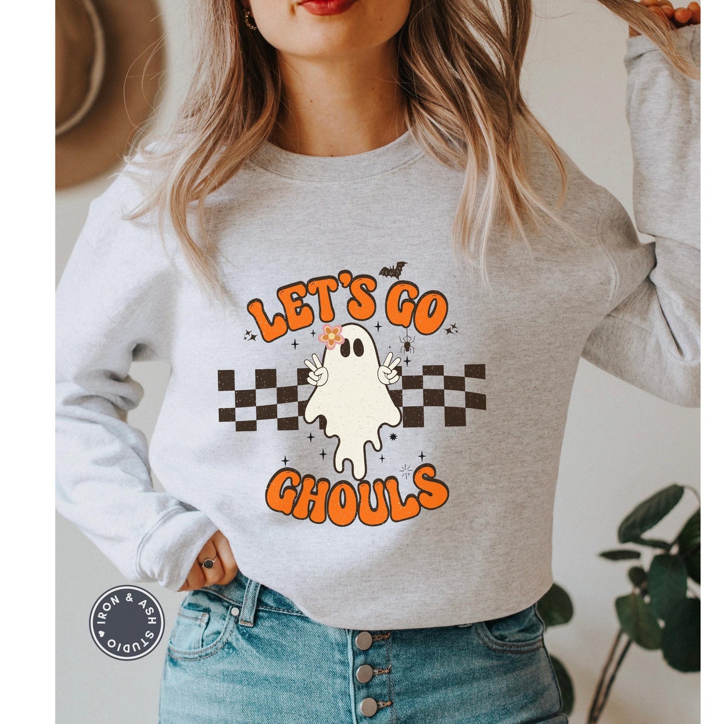 Let's Go Ghouls Ghost Sweatshirt, Cute Ghost Sweatshirt, Ghost Sweatshirt, Ghost Sweater, Funny Halloween Shirt, Retro, Spooky Season Vibes