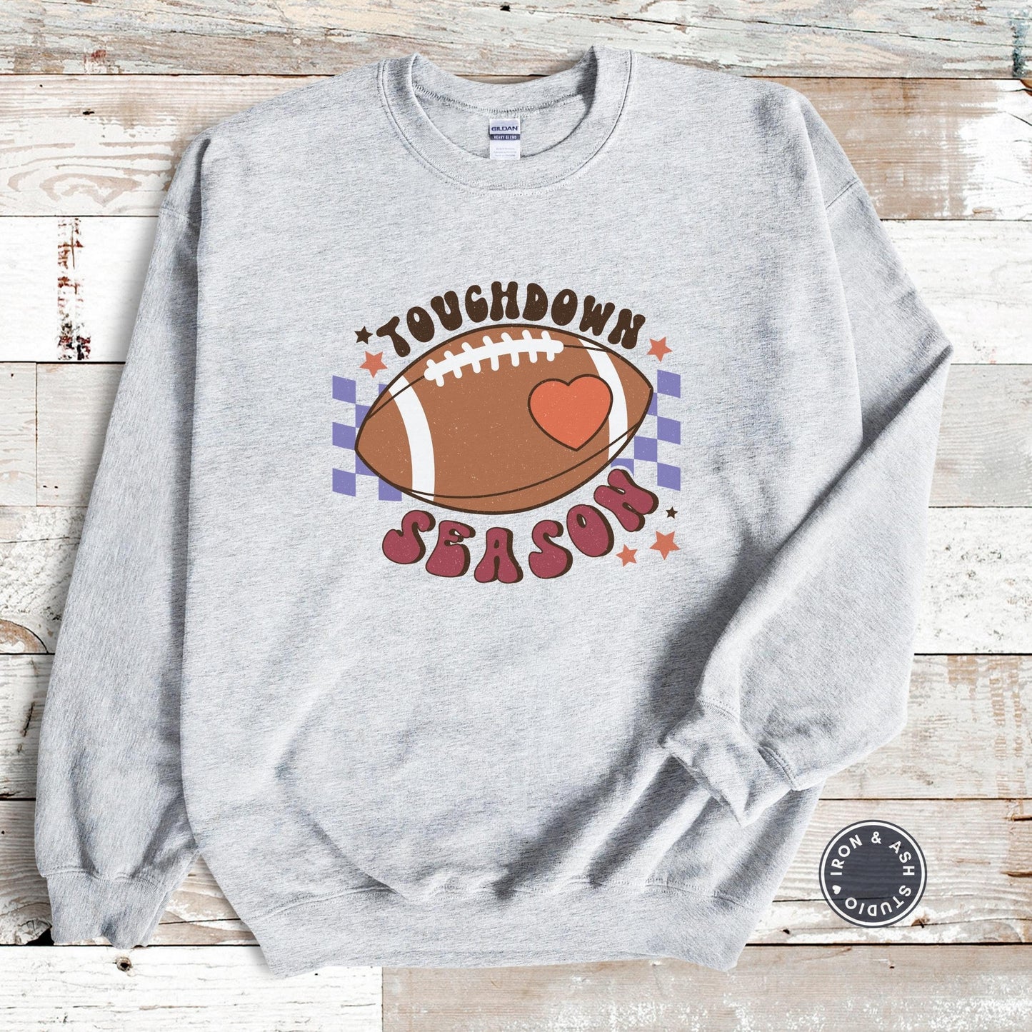 Retro Touchdown Season Sweatshirt Tis the Season Sweater Tailgate Apparel Football Mom Sweatshirt Game Day Sweater Fall Crewneck Tailgating
