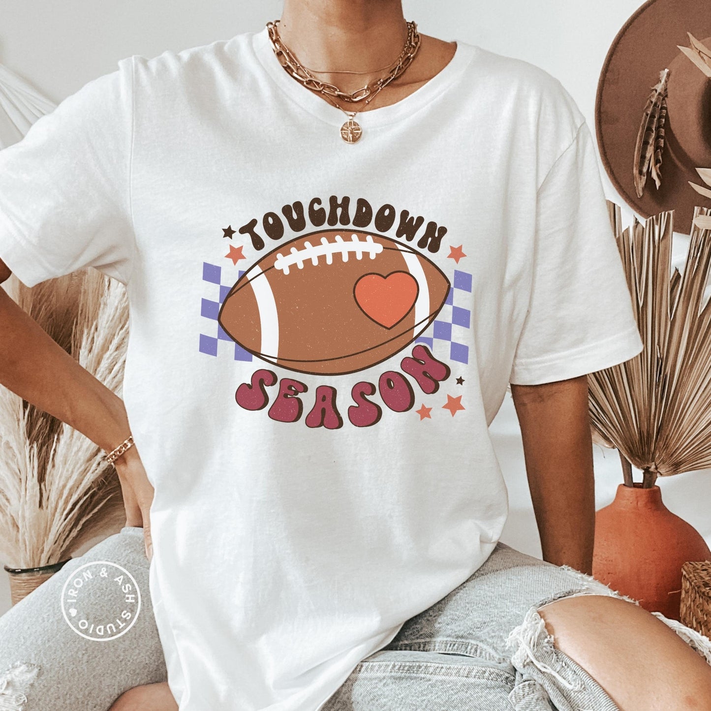 Retro Game Day Shirt Football TShirt Touchdown Season Cute Womens Football T Shirt Football Season Tee Tailgate Clothes Football Mom Outfit