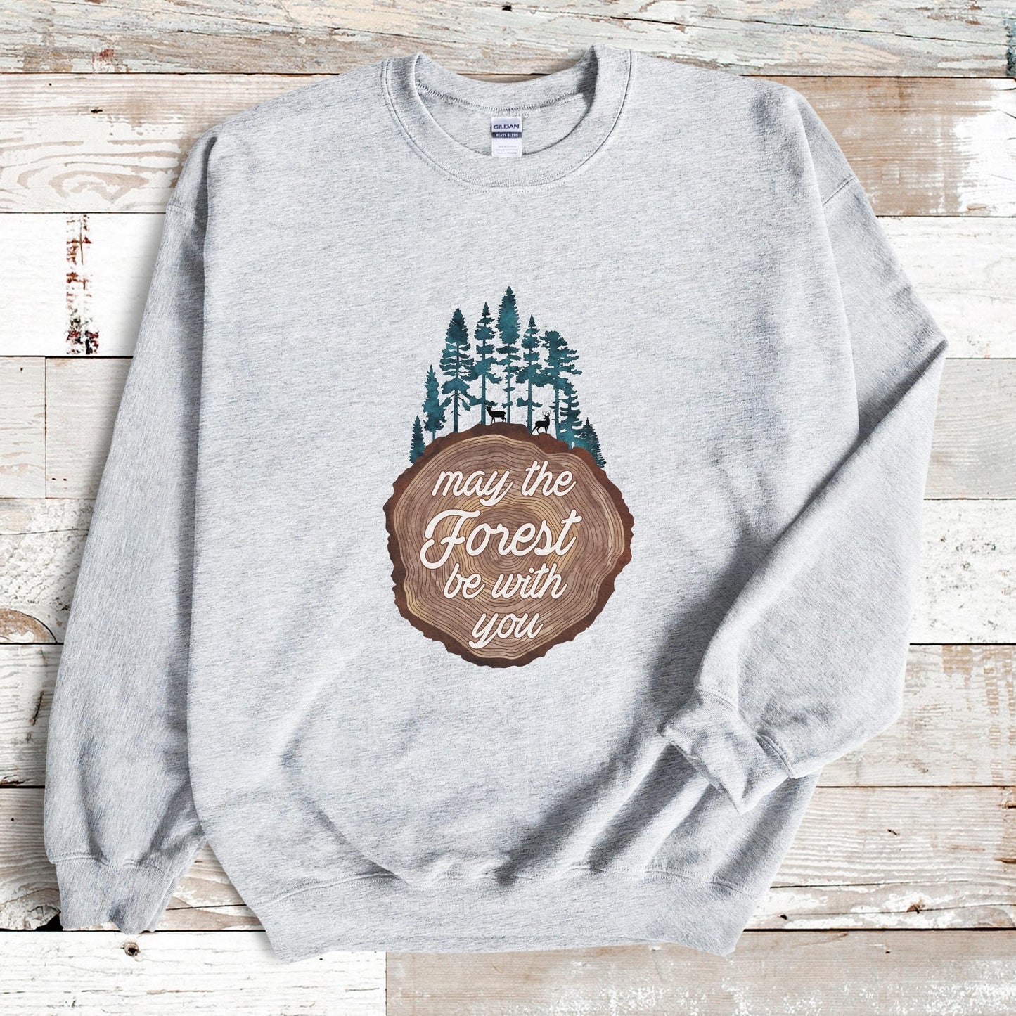 Nature Sweatshirt May The Forest Be With You Evergreen Pine Trees Travel Sweatshirt Gift for Nature Lover Hiking Shirt Camping Outdoors Gift