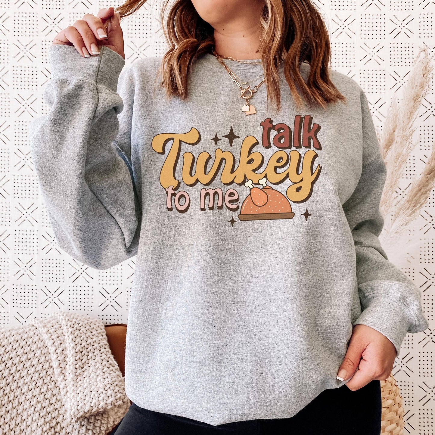 Funny Thanksgiving Sweatshirt Talk Turkey To Me Shirt Thanksgiving Crewneck Women Thanksgiving Food Shirts Holiday Family Group Shirts Tees