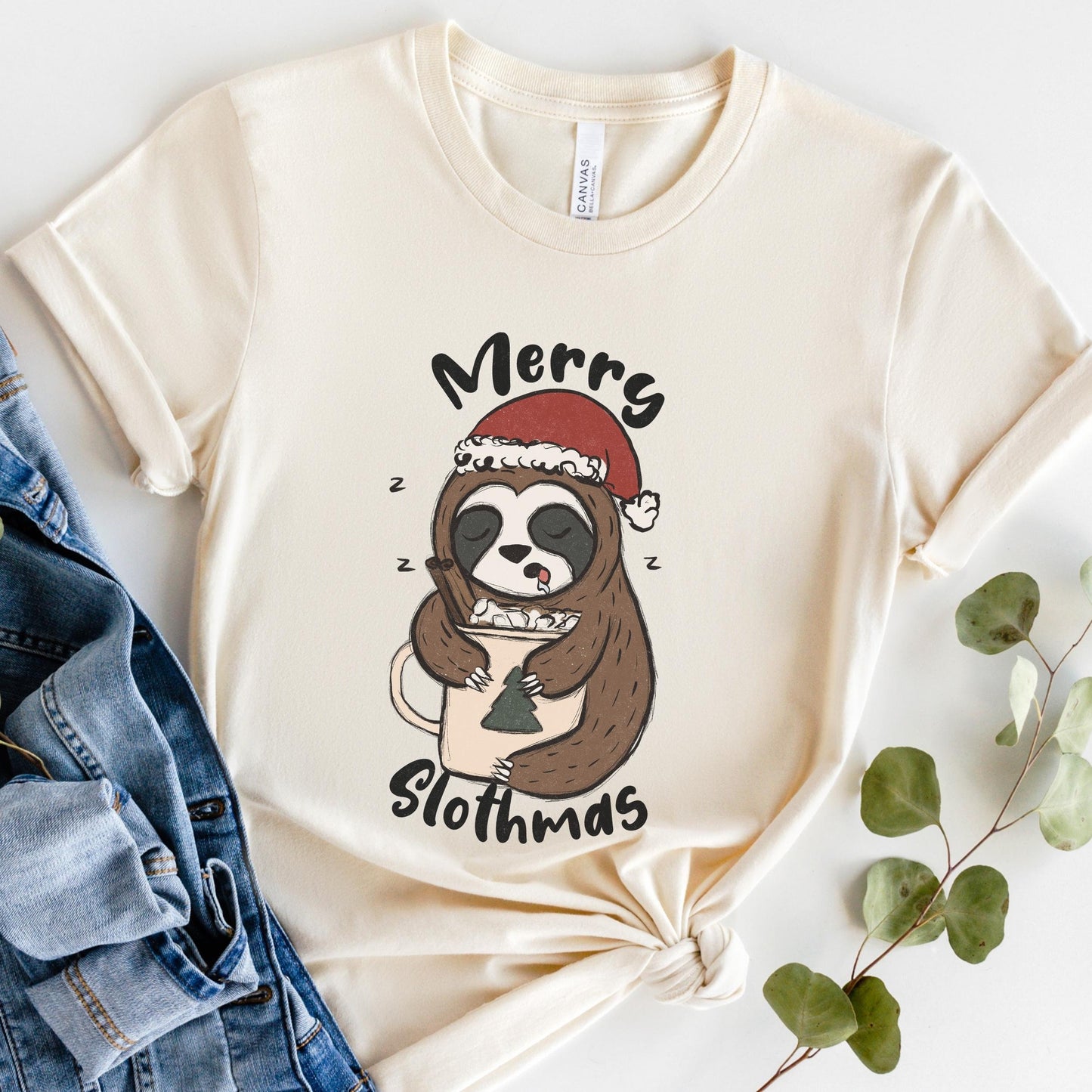 Funny Christmas Shirt, Sloth Shirt, Merry and Bright, Fun Christmas Shirts, Holiday Party Tshirt,Funny Holiday Tee,Family Matching Christmas