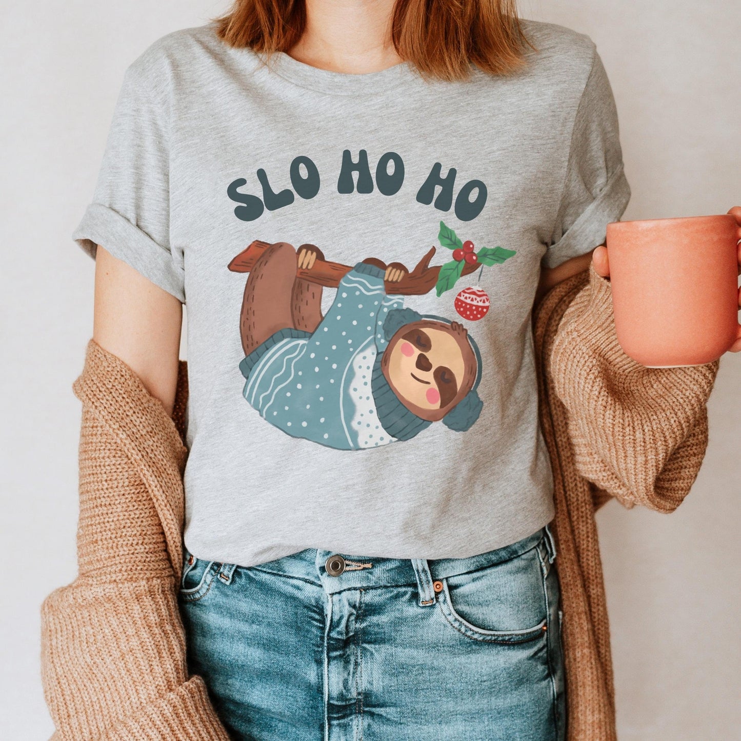 Funny Sloth Christmas Shirt, Funny Holiday Tee, Sloth Lover Gift, Holiday Crewneck TShirt, Merry and Bright, Christmas Pun Shirt, Sloth Gift