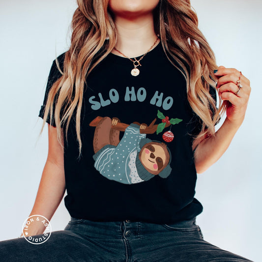 Funny Sloth Christmas Shirt, Funny Holiday Tee, Sloth Lover Gift, Holiday Crewneck TShirt, Merry and Bright, Christmas Pun Shirt, Sloth Gift