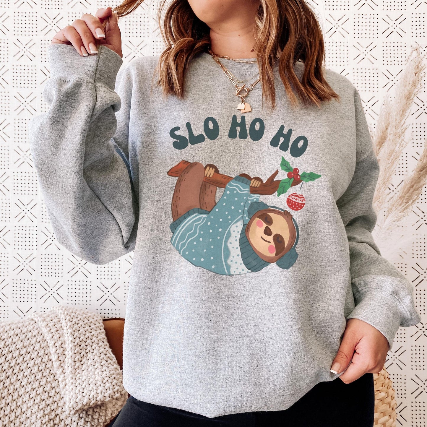 Funny Sloth Christmas Sweater, Funny Christmas Sweatshirt, Sloth Gifts For Women Sweatshirt, Holiday Crewneck, Christmas Crewneck Sweatshirt