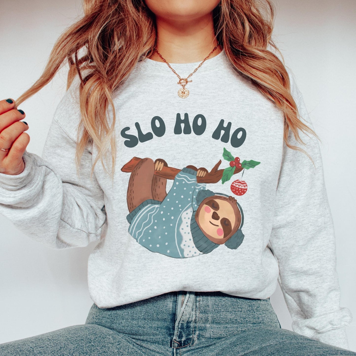 Funny Sloth Christmas Sweater, Funny Christmas Sweatshirt, Sloth Gifts For Women Sweatshirt, Holiday Crewneck, Christmas Crewneck Sweatshirt