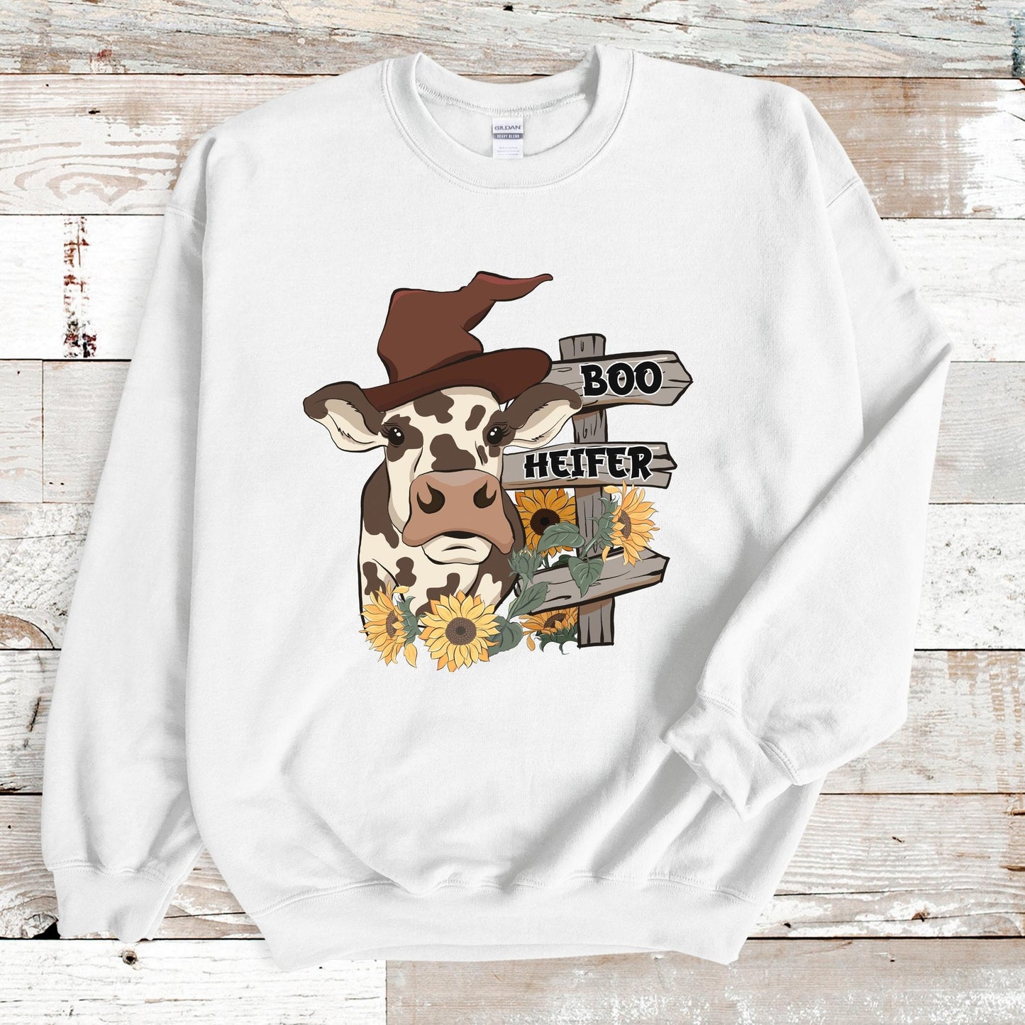 Boo Heifer Halloween Cow Sweatshirt, Cow Halloween Shirt,  Funny Halloween Sweatshirt, Cow Lover Gift, Halloween Crewneck Sweatshirt Women