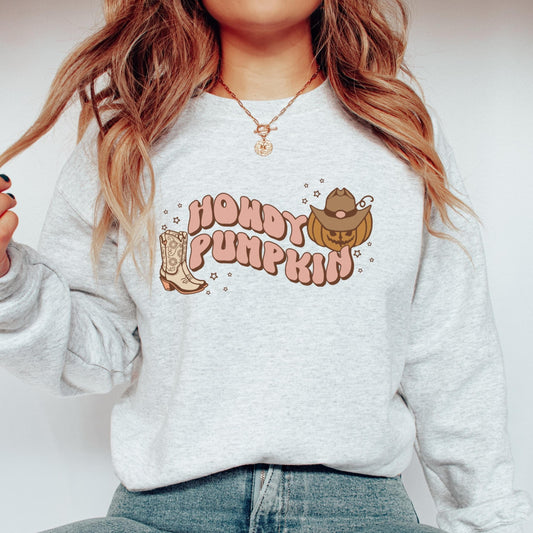 Howdy Pumpkin Western Halloween Sweatshirt Cute Women's Western Crewneck Sweater Country Cowgirl Clothes Retro Halloween Shirt for Women