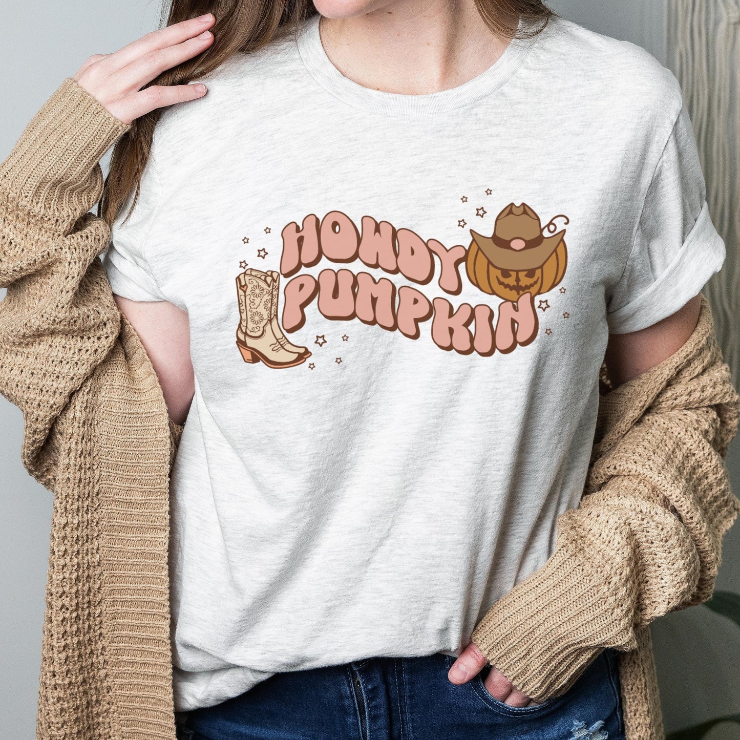 Retro Halloween Shirt, Howdy Pumpkin Western Shirt, Vintage Ghost Halloween Tee, Retro Fall TShirt, Fall Shirt, Funny Halloween Pumpkin Tee