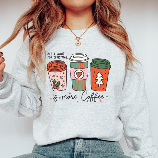 Christmas Coffee Sweatshirt, Funny Christmas Sweatshirt Women, Ugly Christmas Sweater, Xmas Sweatshirt, Holiday Crewneck Sweatshirt, Coffee