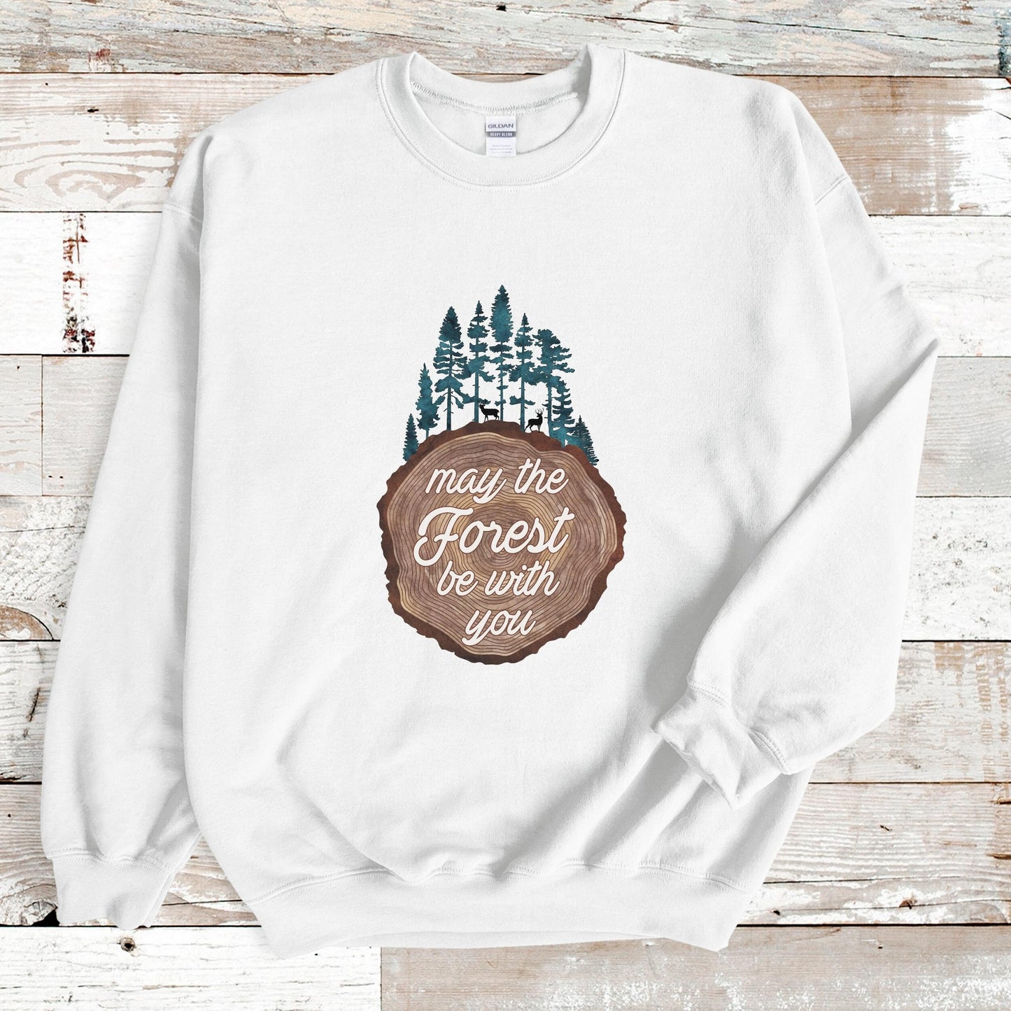Nature Sweatshirt May The Forest Be With You Evergreen Pine Trees Travel Sweatshirt Gift for Nature Lover Hiking Shirt Camping Outdoors Gift