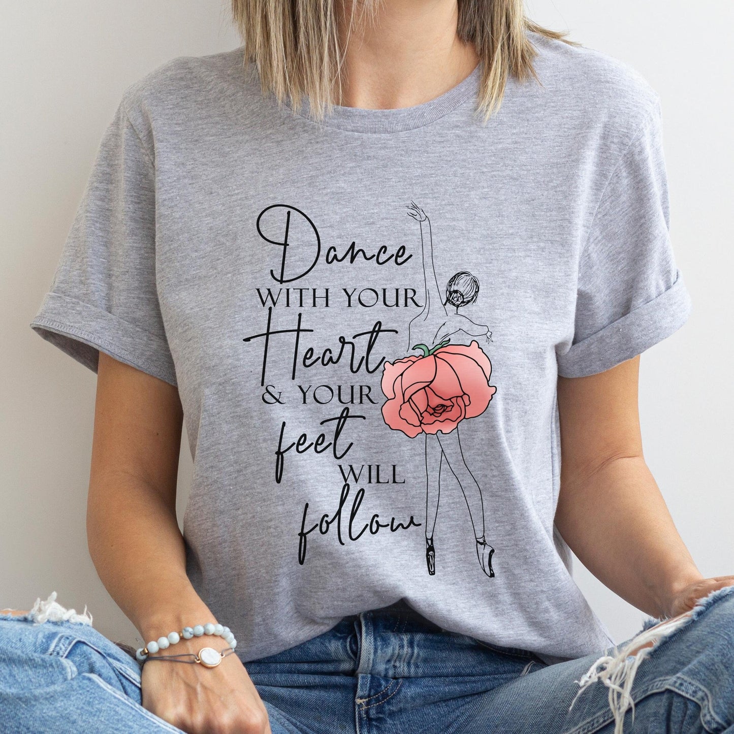 Ballet Shirt, Ballet Teacher, Dance Shirts For Women Girls, Dance With Your Heart Tee, Ballerina Shirt, Gift For Dancer, Dance Crew, Dancer